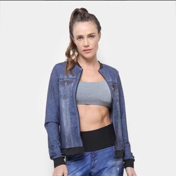 Live! Breeze Bomber Jacket Denim Print S - Picture 2 of 4